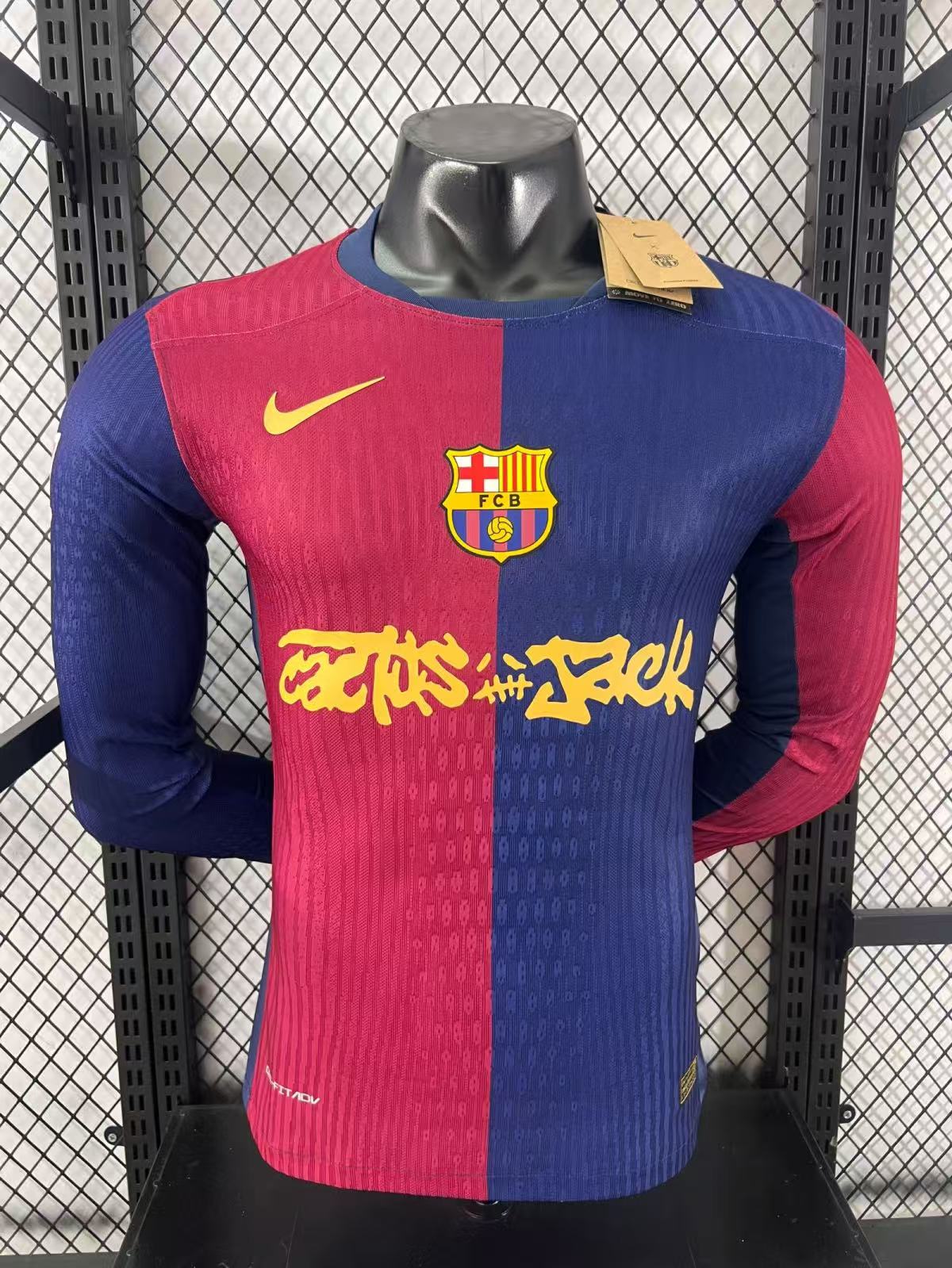 2024/2025 Long Sleeve Player Version Barcelona x Travis Scott Collab Home Football Shirt 1:1 Thai Quality