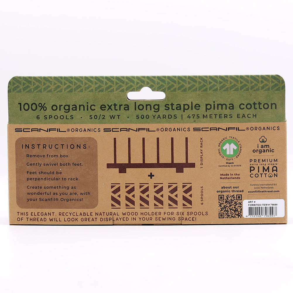 SCANFIL® 50wt Organic Pima Cotton Thread Set - 6ct 500yd Spools & Wood Rack - Patriotic - Joann Fabrics