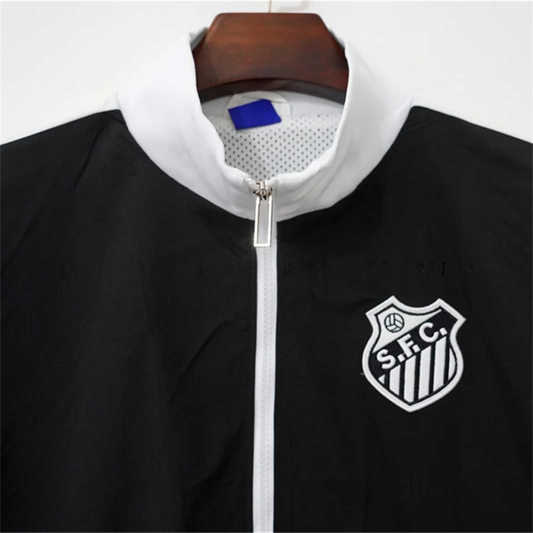 Santos 26-27 Black With White Edges Windbreaker Jacket - UnitedFutballJersey