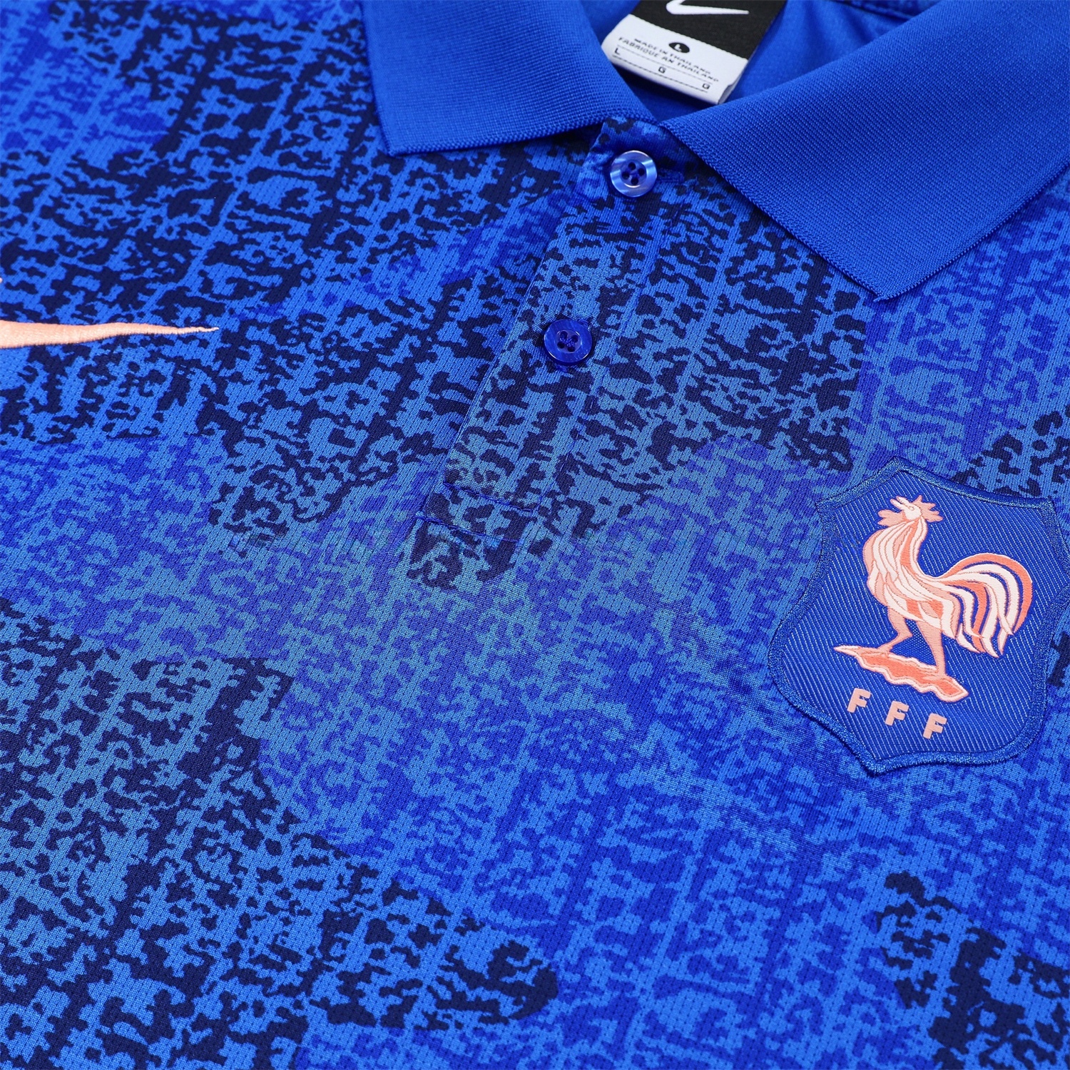France 25-26 POLO Short-Sleeve Training Set - Ocean Blue Top and Dark Blue Pants - UnitedFutballJersey