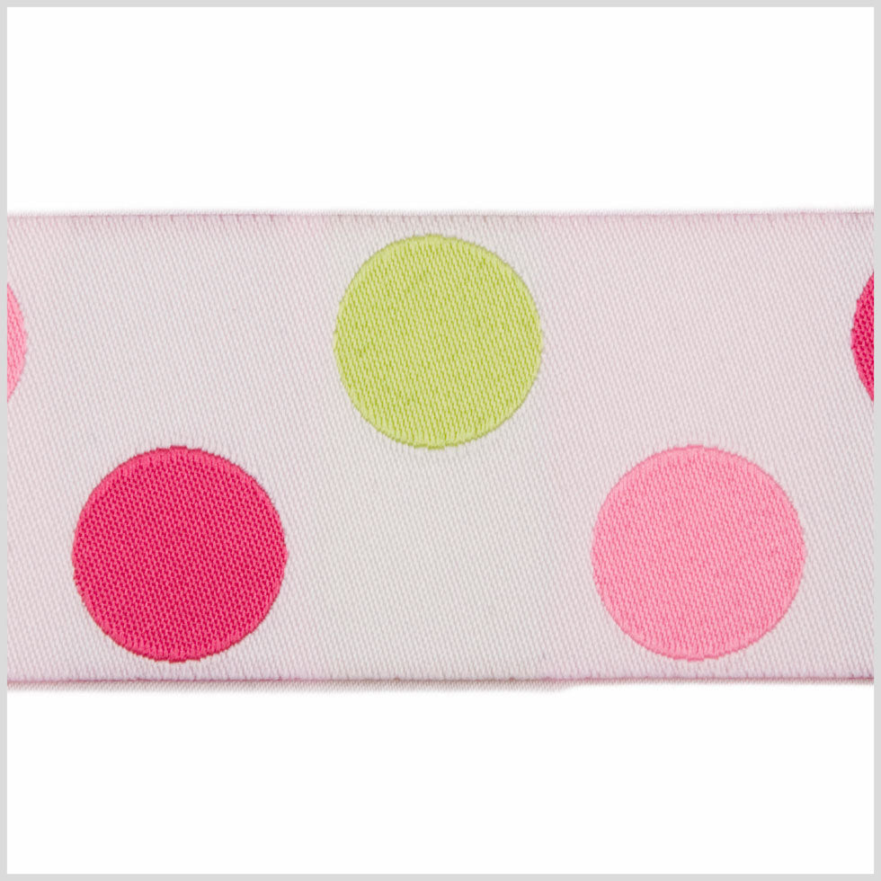White/Fuchsia/Green/Pink French Jacquard Ribbon - Joann Fabrics