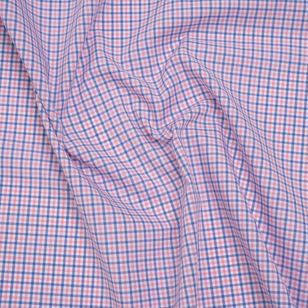 Cotton Shirting - Blue and Pink Tattersall Checks - Designer Deadstock - Joann Fabrics