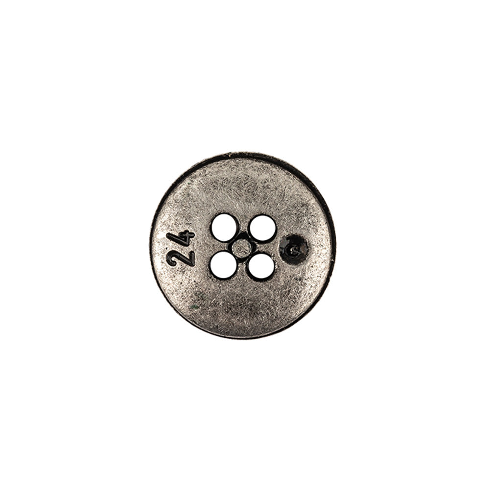 Italian Carbon Silver Shallow Plate 4-Hole Metal Look Coat Button - 24L/15mm - Joann Fabrics