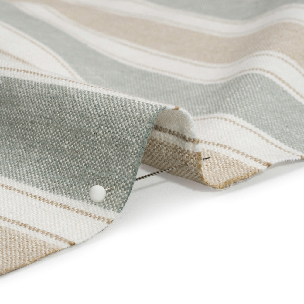 Slubbed Cotton Blend Woven - Seafoam Wide Stripes - British Imported - Joann Fabrics