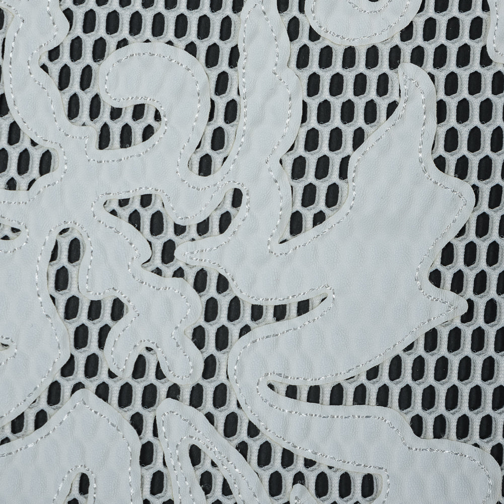 Wonder Mesh with Floral Faux Leather Embroidered Borders - Whisper White - Joann Fabrics