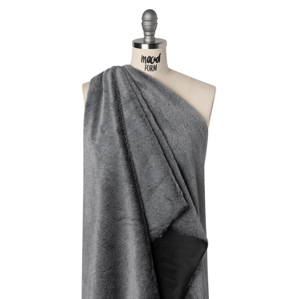 Two-Tone Short Pile Recycled Polyester Faux Fur - Black and Gray - Joann Fabrics
