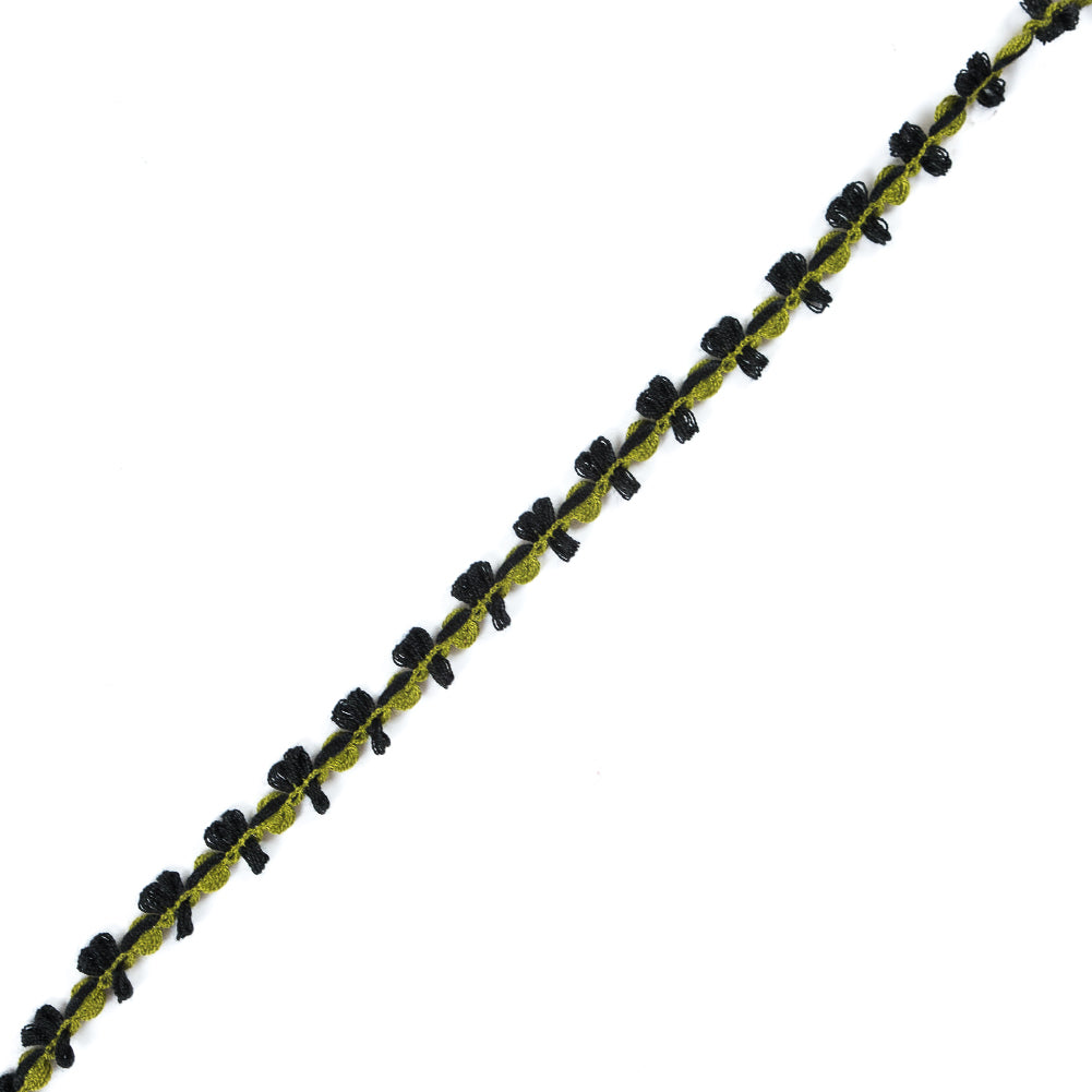 Green and Black Loosely Braided Cord - 0.5