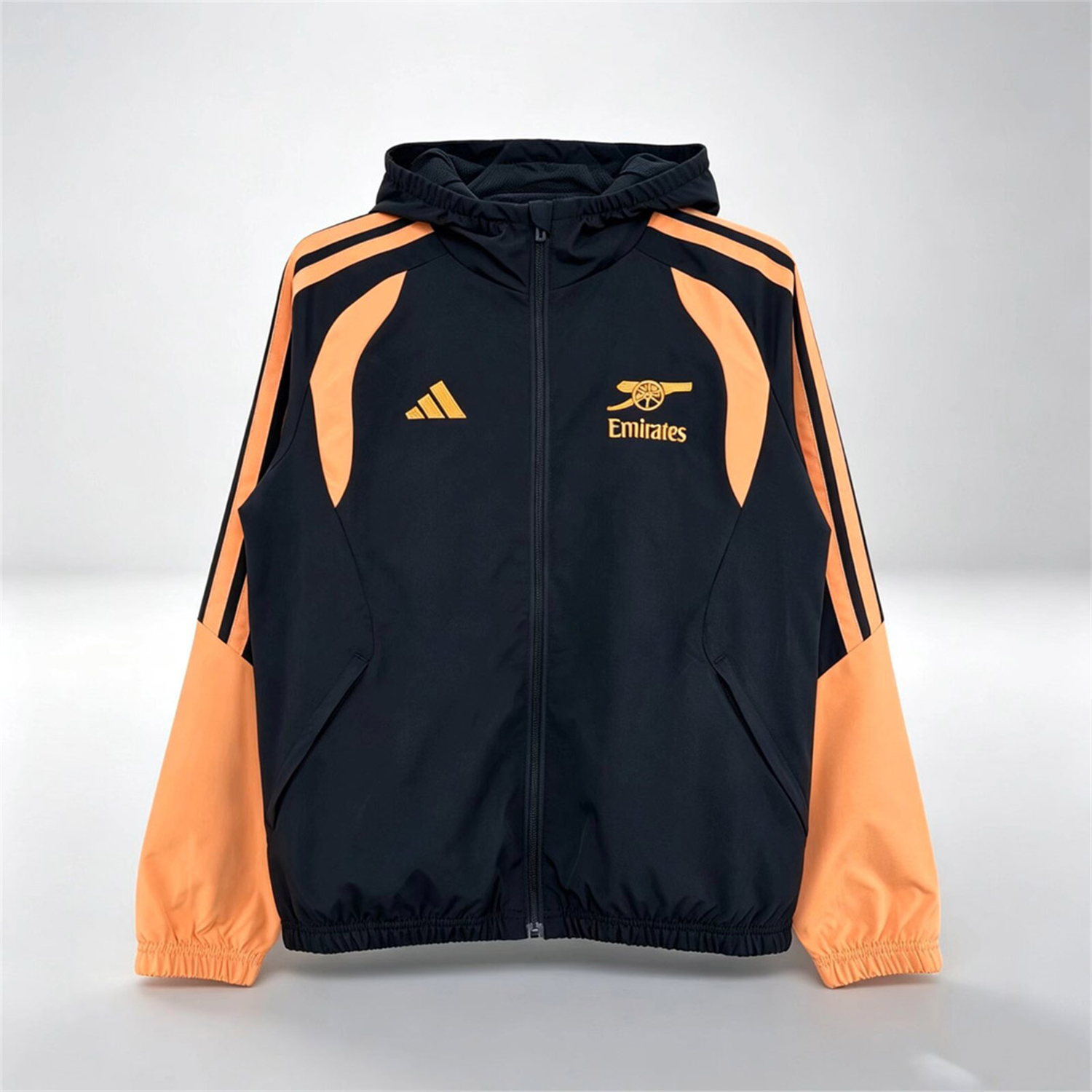 Arsenal 26-27 Weather Windbreaker Jacket - Black Orange - UnitedFutballJersey