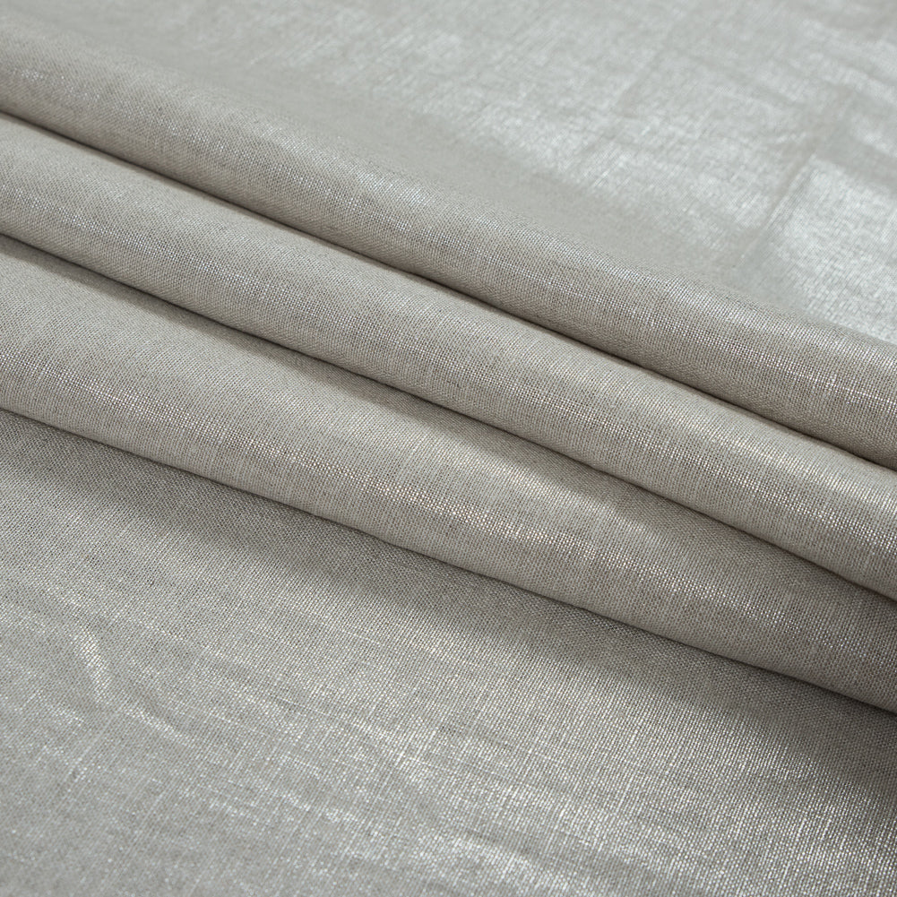 Lightweight Linen Woven with Metallic Silver Foil - Oatmeal - Simone Collection - Joann Fabrics