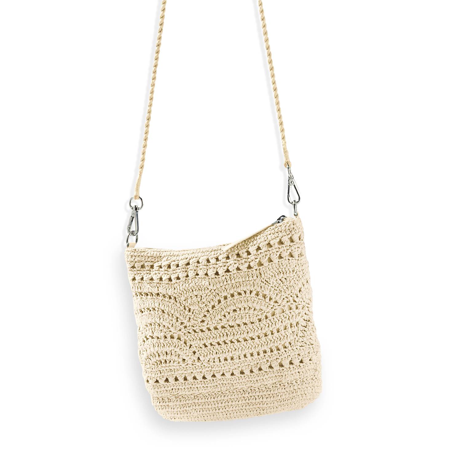 Woven Cotton Crochet Bag, Fully Lined, Adjustable Crossbody Strap - Northstyle Catalog