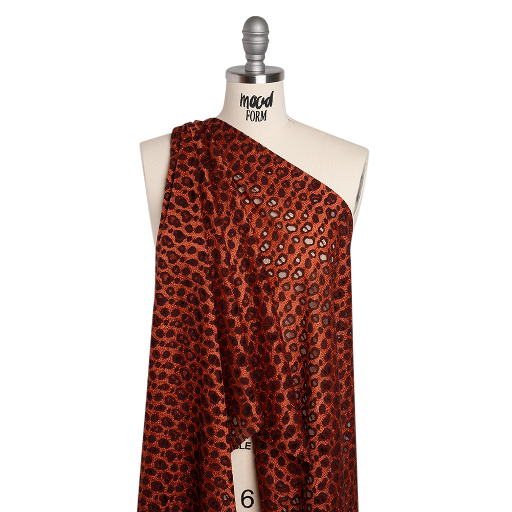Two-Tone Polyester Lace - Burnt Orange and Maroon Animal Spots - Deadstock - Joann Fabrics