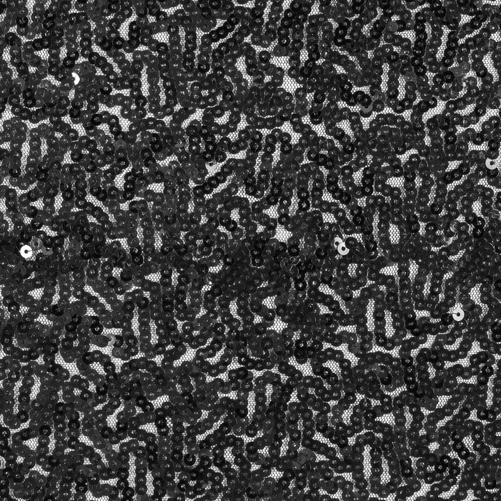 Phillip Lim Black All Over Sequins on a Stretch Netting - Joann Fabrics