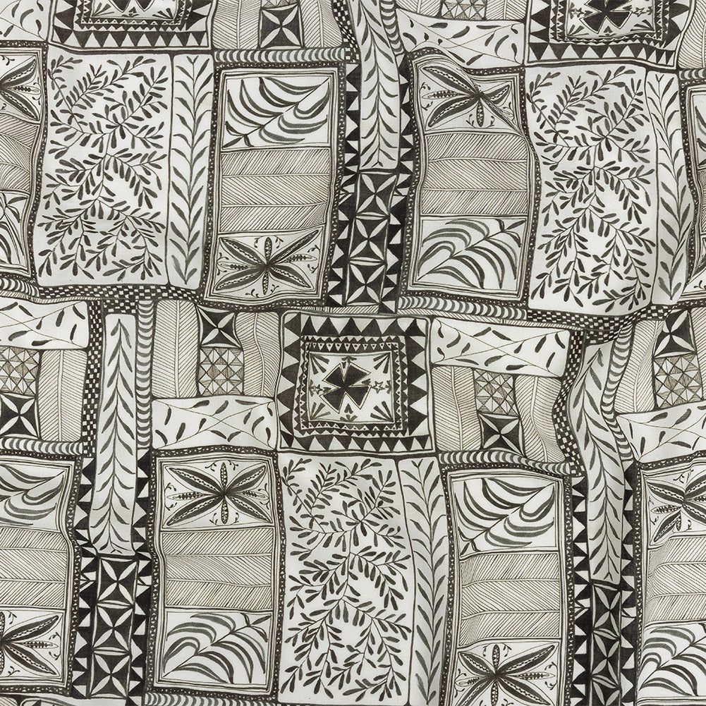 Lightweight Viscose-Linen Woven Print - Smoke Patchwork Doodles - Mood Exclusive Collector’s Botany - Joann Fabrics
