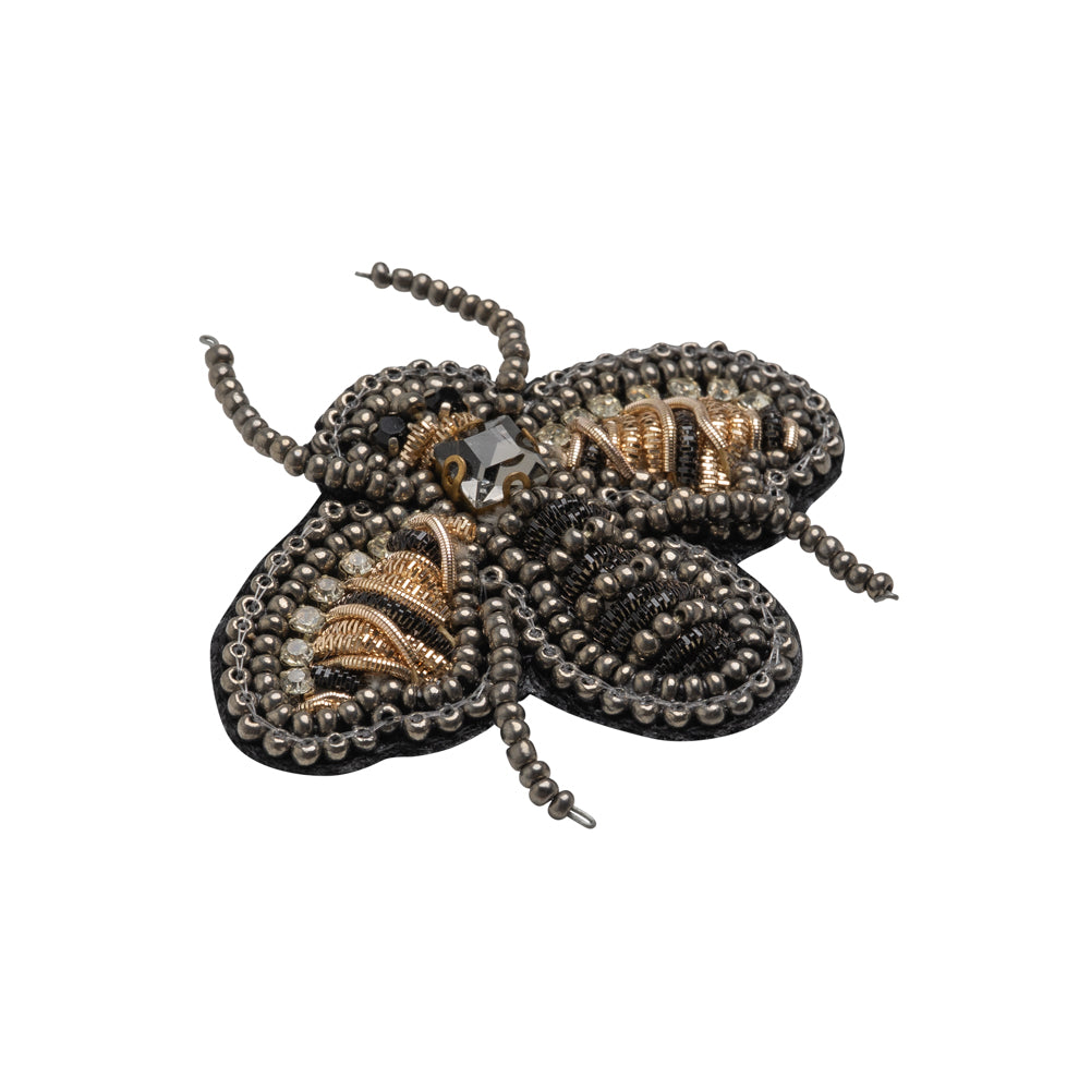 Gold and Black Bee Rhinestone and Glass Beaded Applique - 2