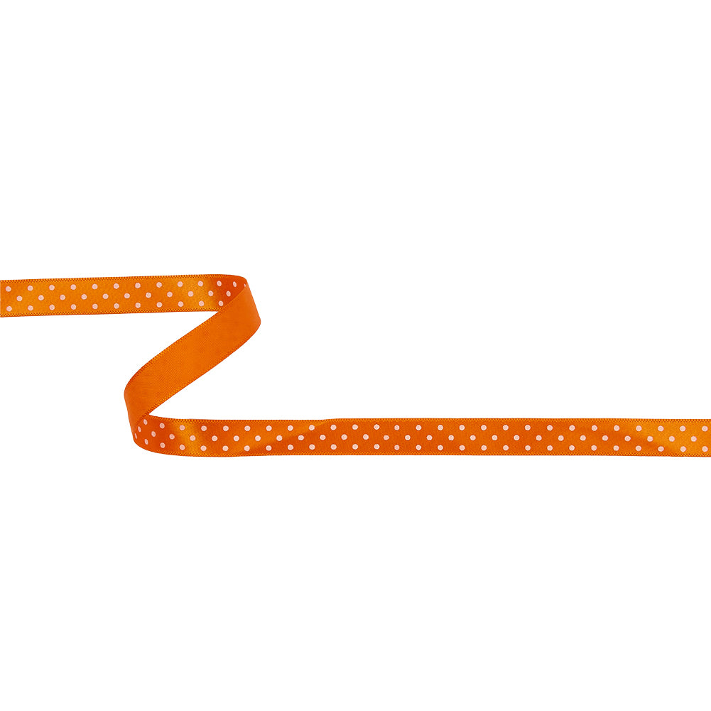 Orange and White Polka Dot Satin Ribbon - 0.375