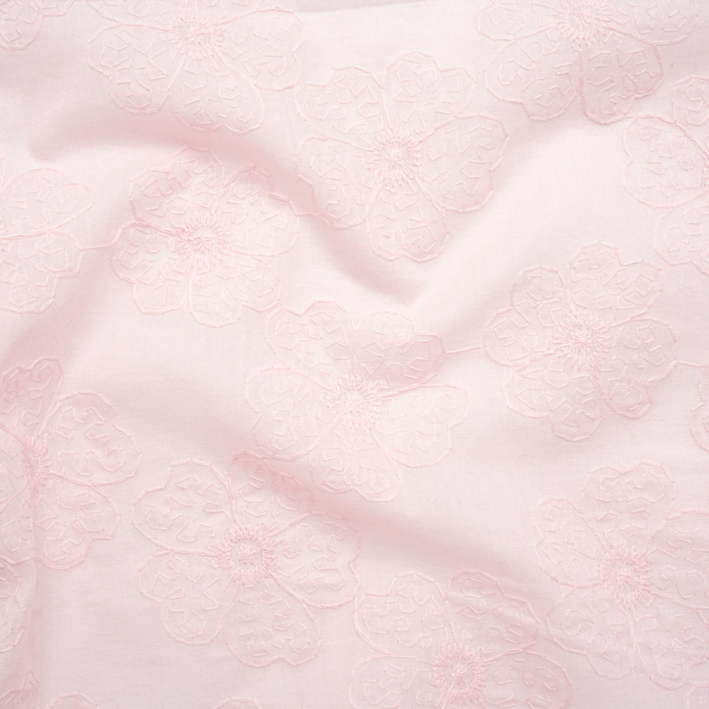 Embroidered Eyelet Cotton Voile - Baby Pink Big Tossed Flowers - Naomi Collection - Joann Fabrics