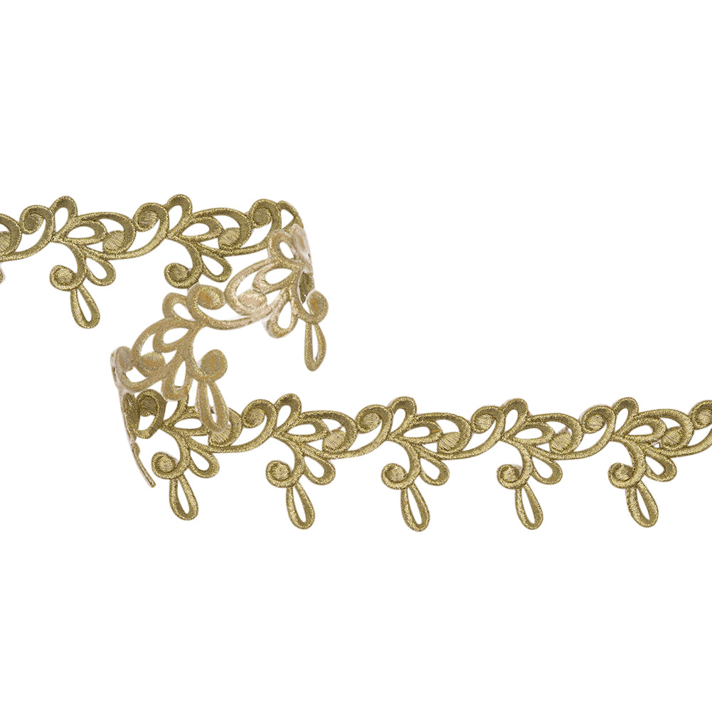 Yaya Han Iron-On Metallic Embroidered Trim - Gold Milan Swirl, 2.25