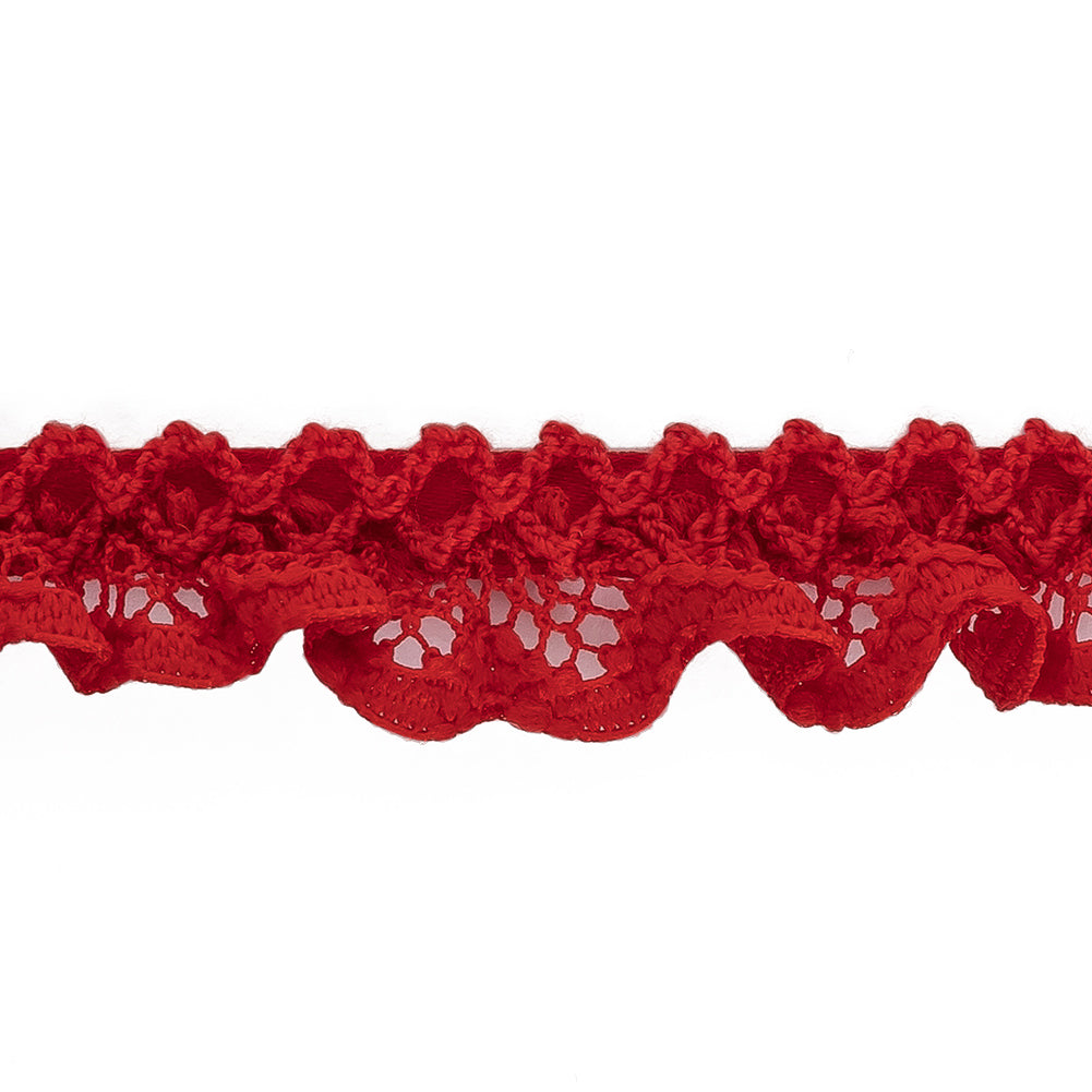 Fire Engine Red Criss Cross Crochet Trimming - 0.625