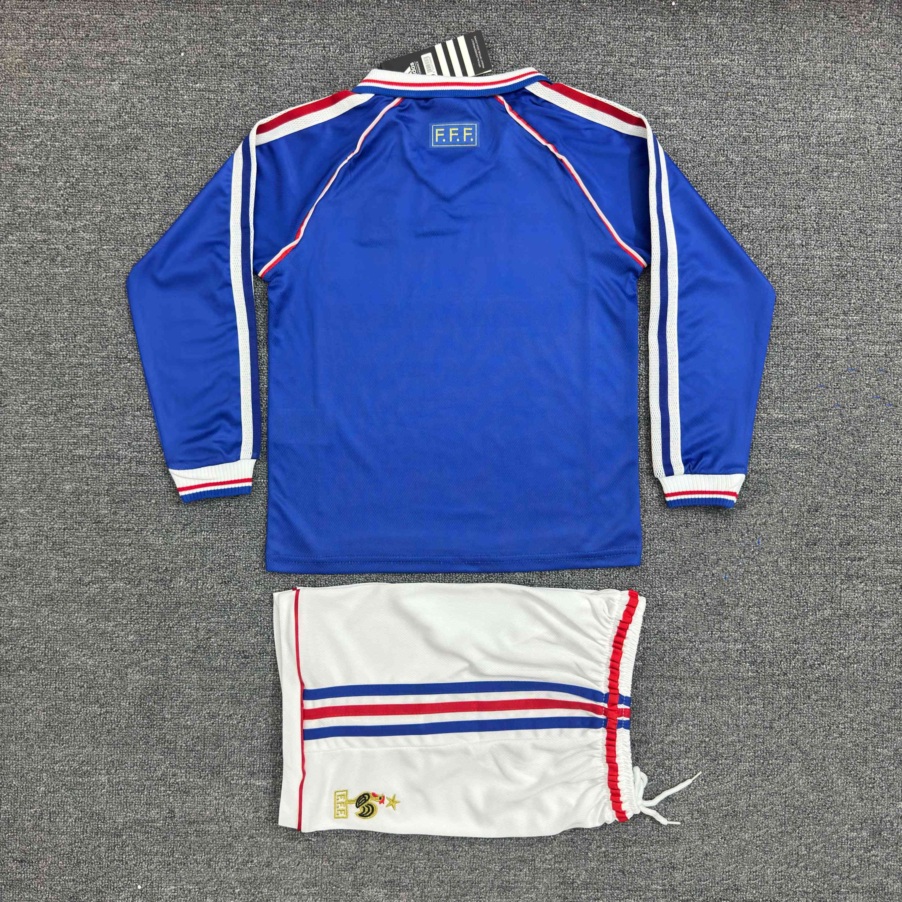 1998 Retro Long Sleeve France Home Football Shirt 1:1 Thai Quality Kids Size