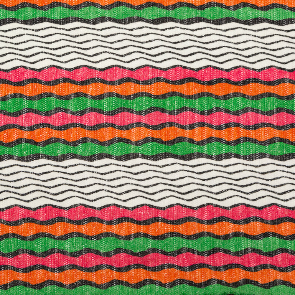 Magenta, Orange and Grass Green Wavy Striped Sweater Knit - Joann Fabrics
