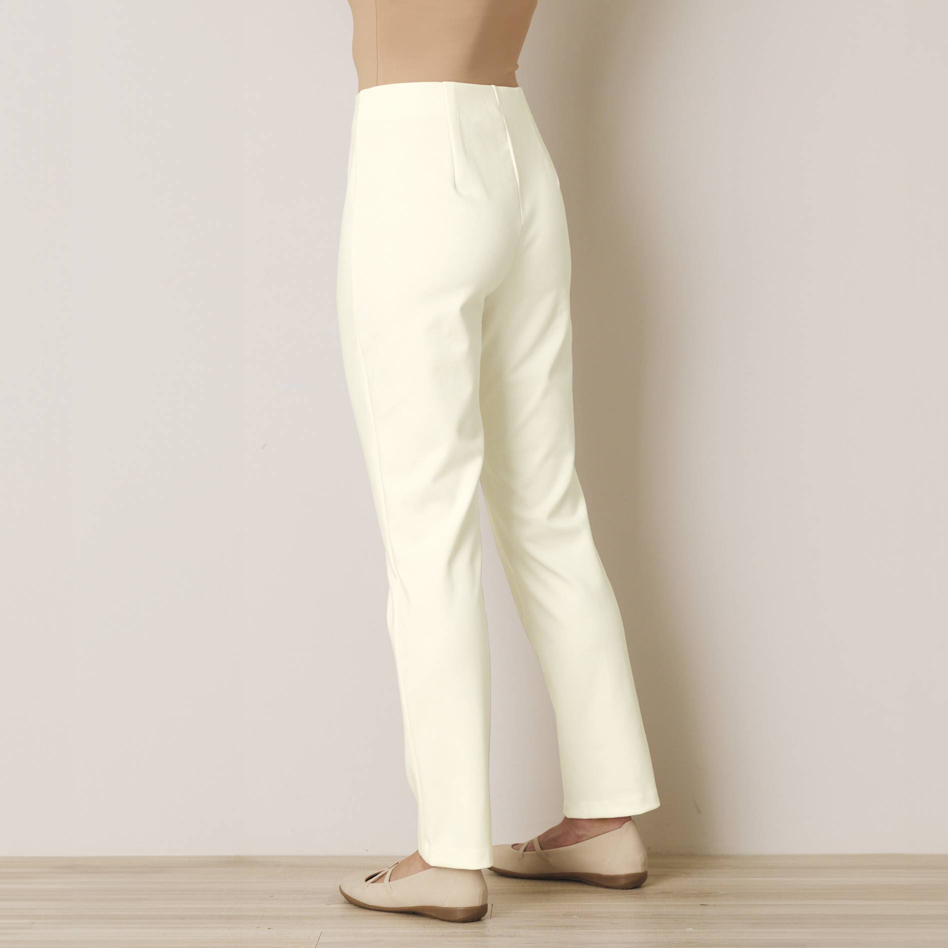 Pull-On Seamed Ponte Knit Pants, Flat Waistband, Front-Seamed Leg - Northstyle Catalog