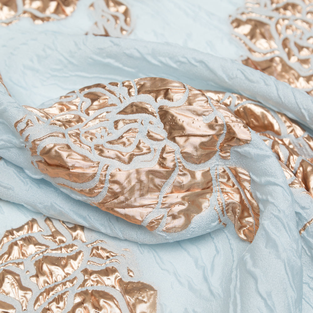 Metallic Bronze and Pearl Blue Rosy Luxury Brocade - Joann Fabrics