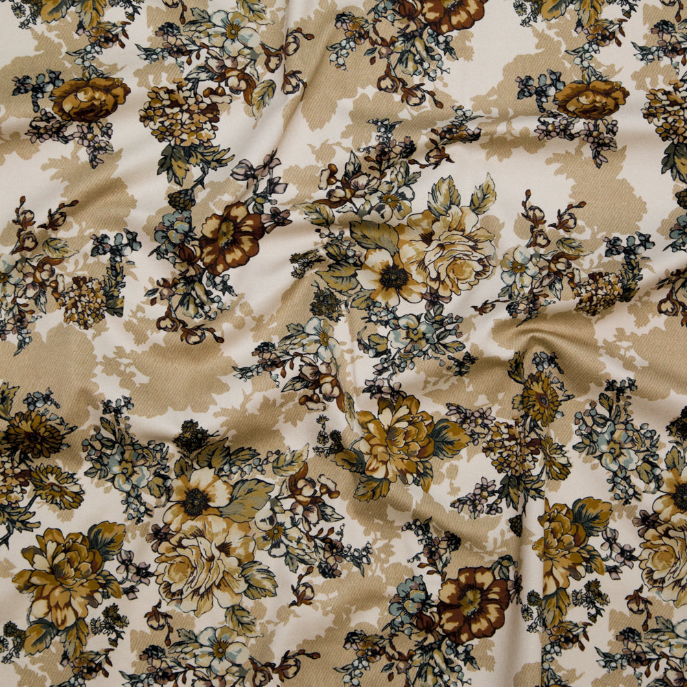 Stretch Cotton Sateen - Beige Flowers and Shadows - Spectral Lights Print - Mood Exclusive Crow Collection - Joann Fabrics
