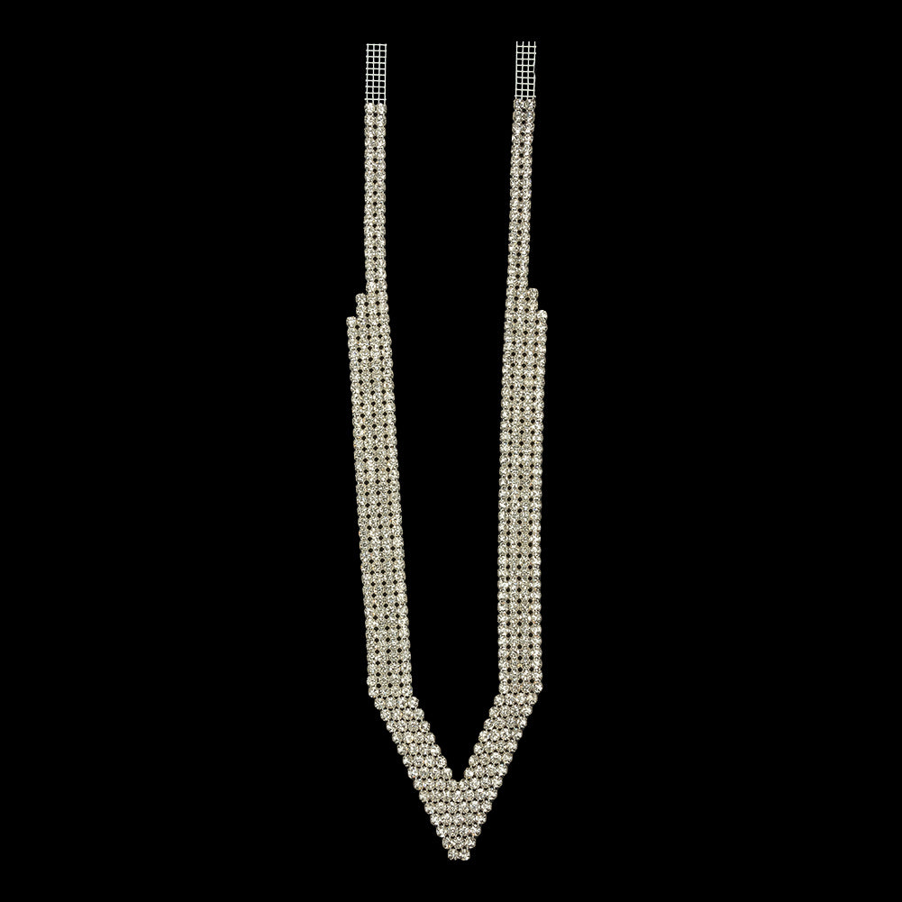 Vintage Crystal Rhinestone Pointed Collar Applique - 13.25