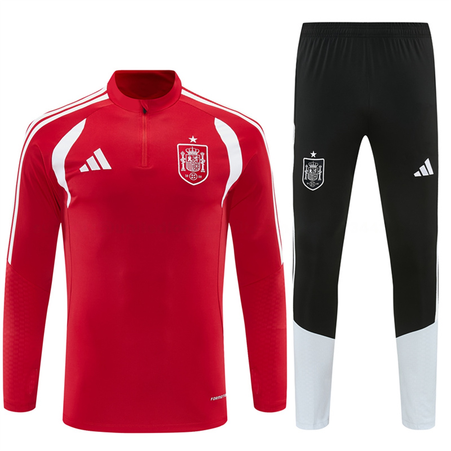 Spain 2026 Kids Long Sleeve Training Set - Red Top & Black Pants - UnitedFutballJersey
