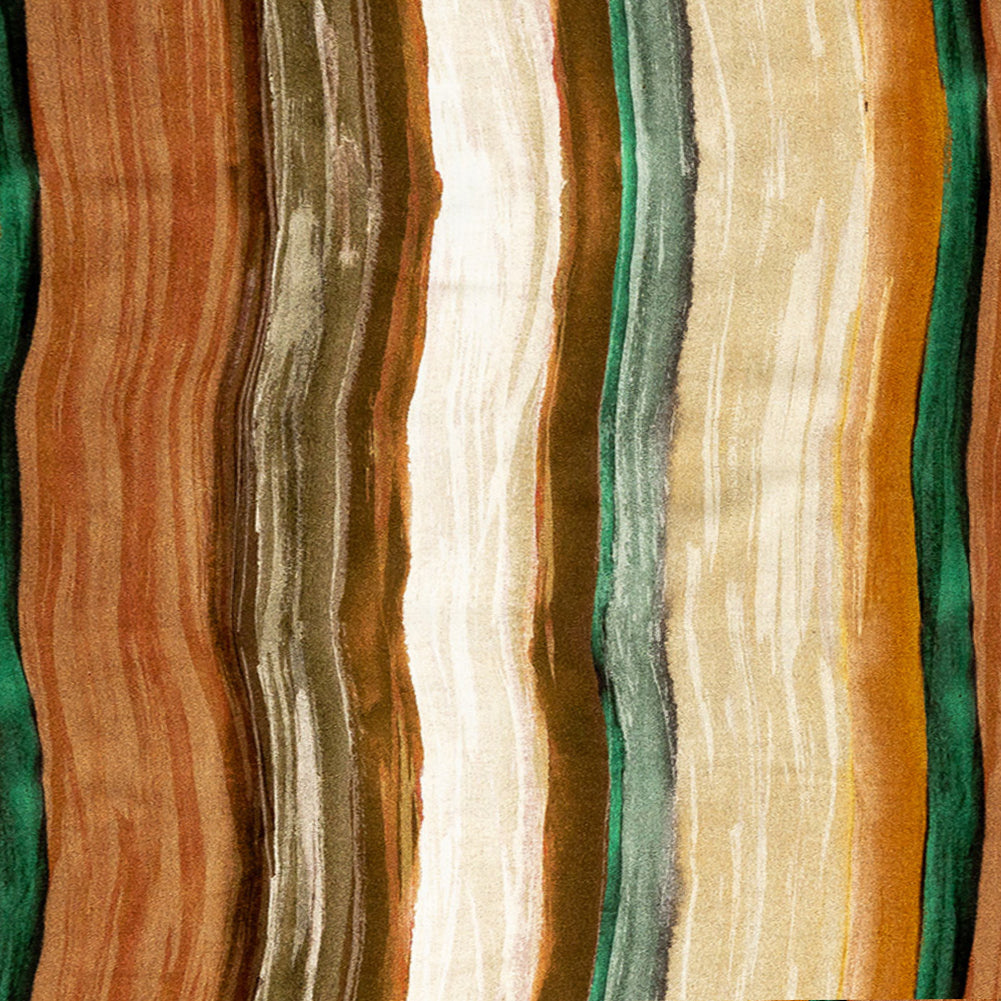 Rayon Challis - Orange and Teal Painted Stripes - Nilotic Wasteland Print - Mood Exclusive Tumunyana Collection - Joann Fabrics