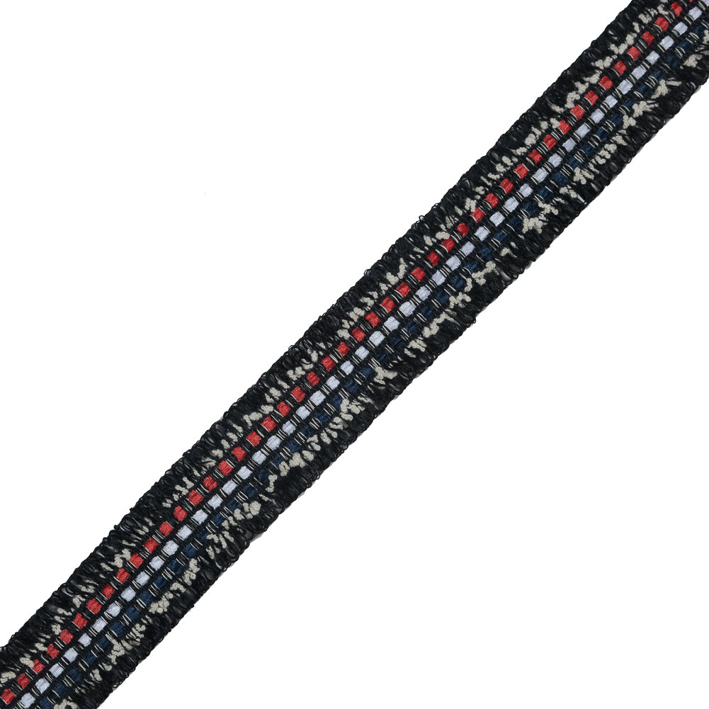 Italian Black, Red and Blue Woven Trim - 1.125