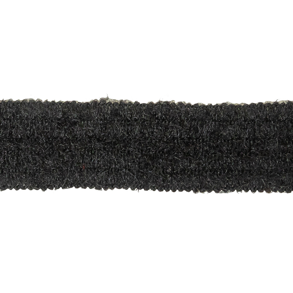 Black Fuzzy Wool Blend Foldover Trim - 1