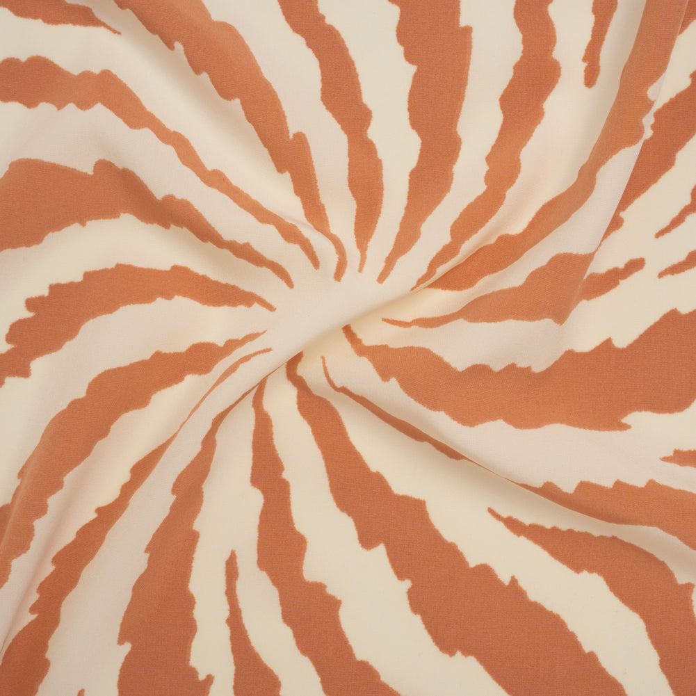Stretch Polyester Crepe de Chine Print - Bone and Clay Abstract Stripe Bursts - Designer Deadstock - Joann Fabrics