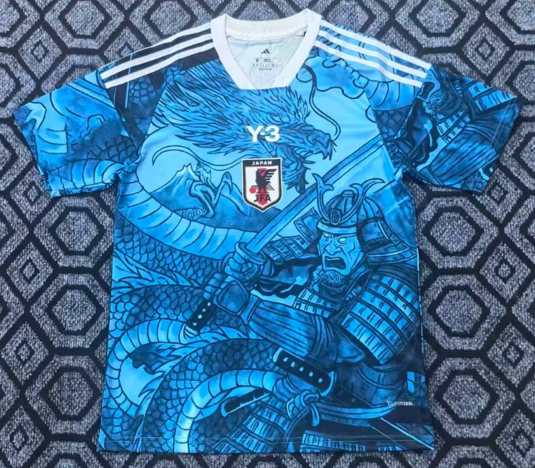 2025/2026 Japan Y-3 Samurai Dragon Blue Football Jersey 1:1 Thai Quality