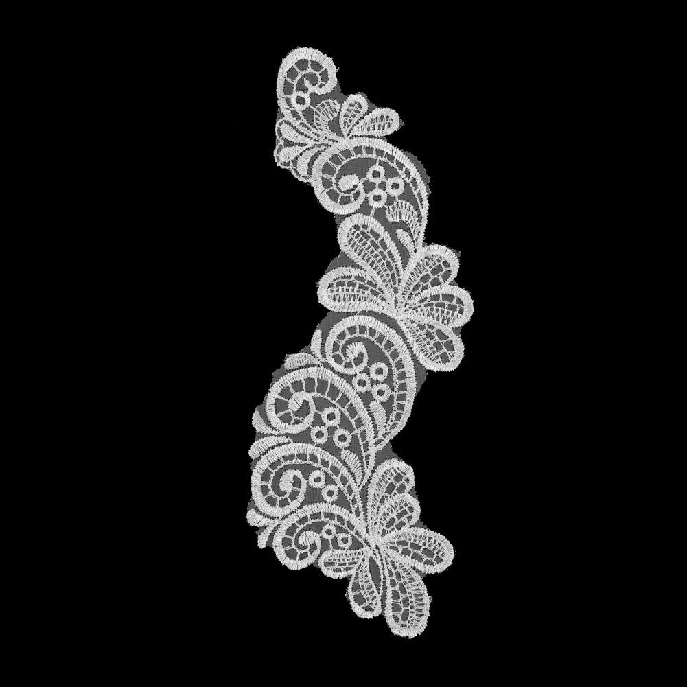 White Embroidered Right-Side Organza Applique - 9.5