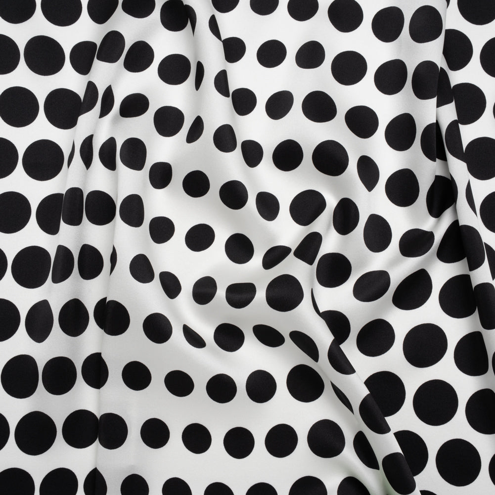 Silk Charmeuse Print 16MM, Made in Italy - Black and White Polka Dot Gradients - Joann Fabrics
