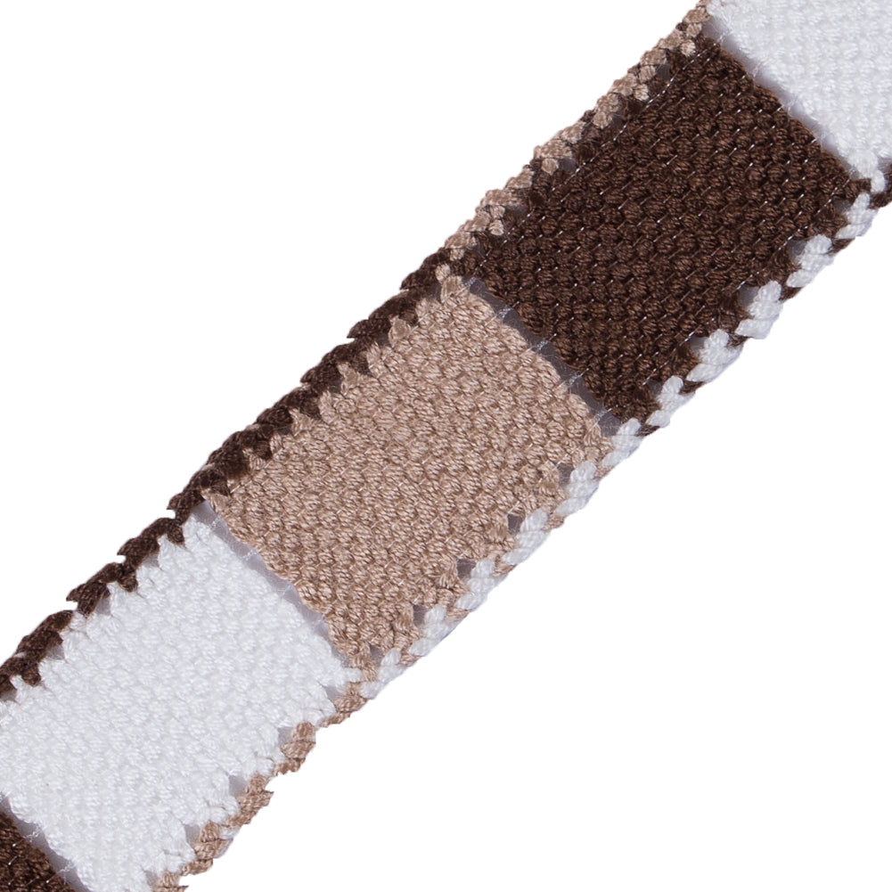 Brown, Tan and White 3-Tone Crochet Trim - 1.25