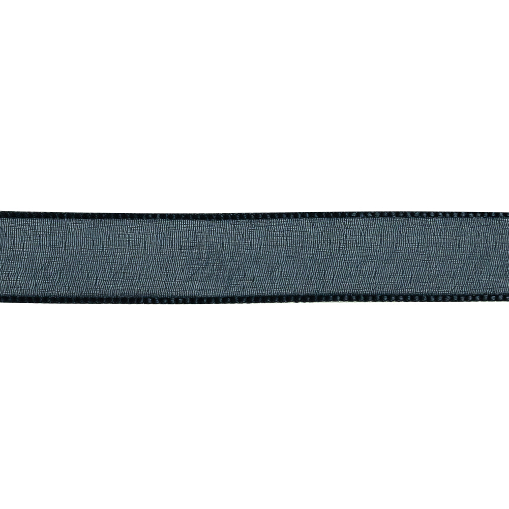 Navy Shimmering Organza Ribbon with Woven Edges - 0.75