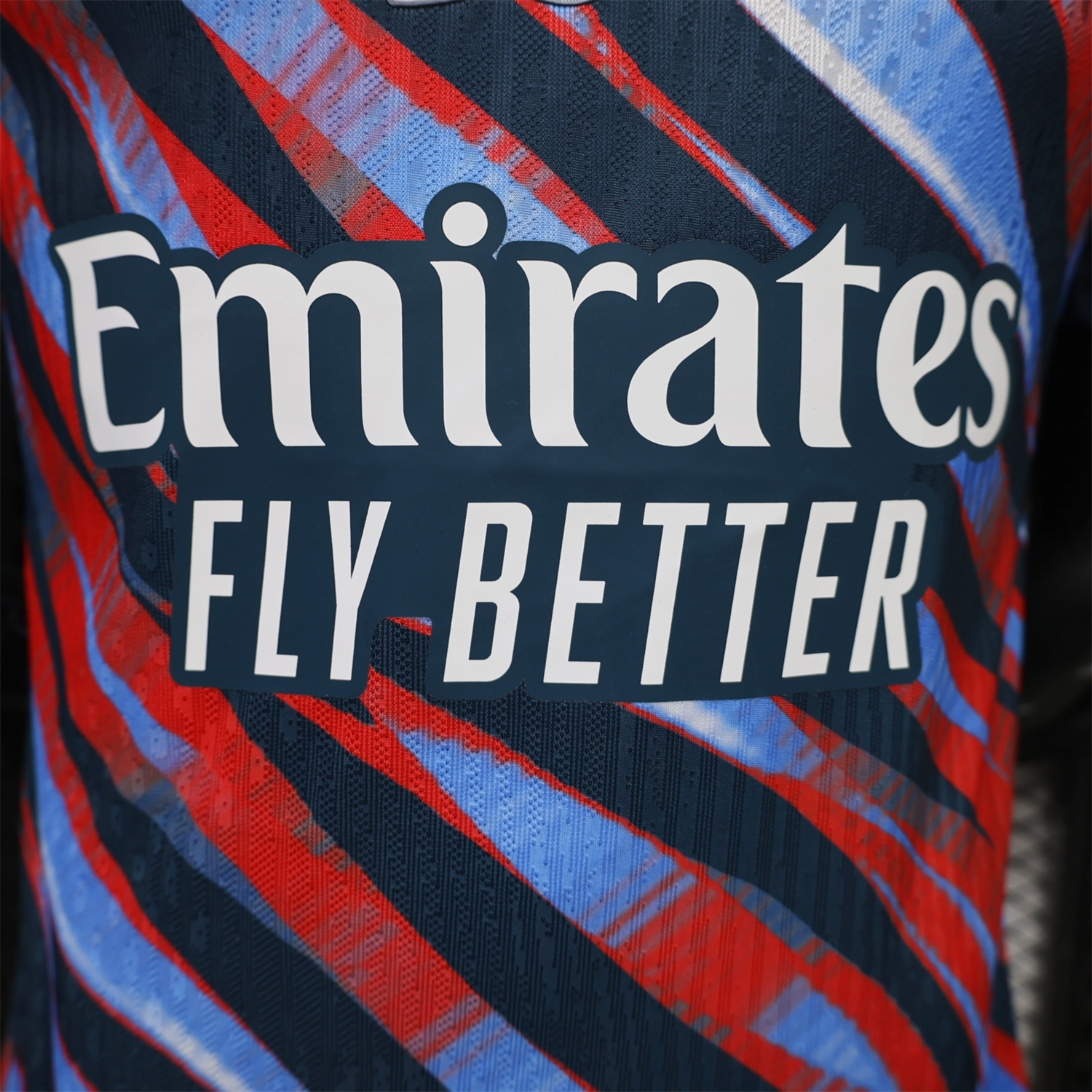 Arsenal 26-27 Red Blue Teal Diagonal Stripes Pre-Match Jersey - Player Version - UnitedFutballJersey