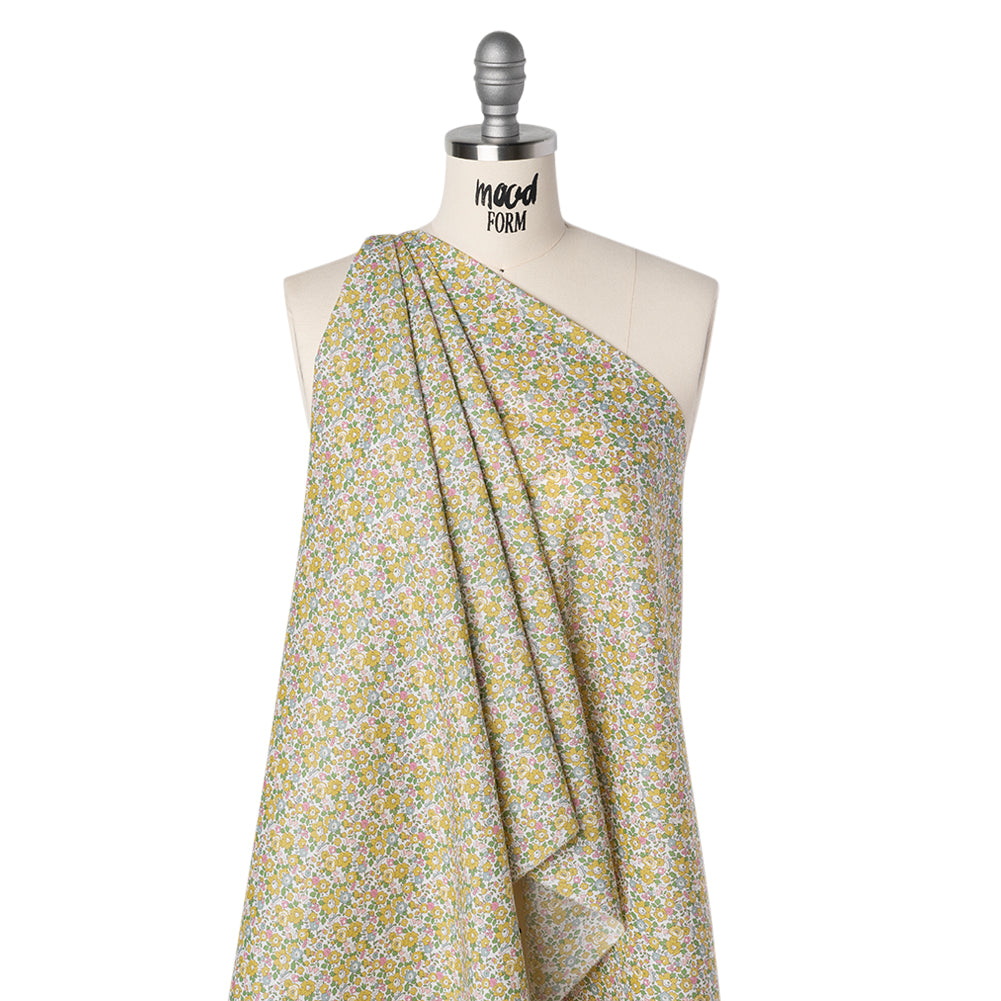 Liberty Fabrics Tana Lawn® - Betsy Ann Yellow - Light Yellow, Pink and Green Floral - Joann Fabrics