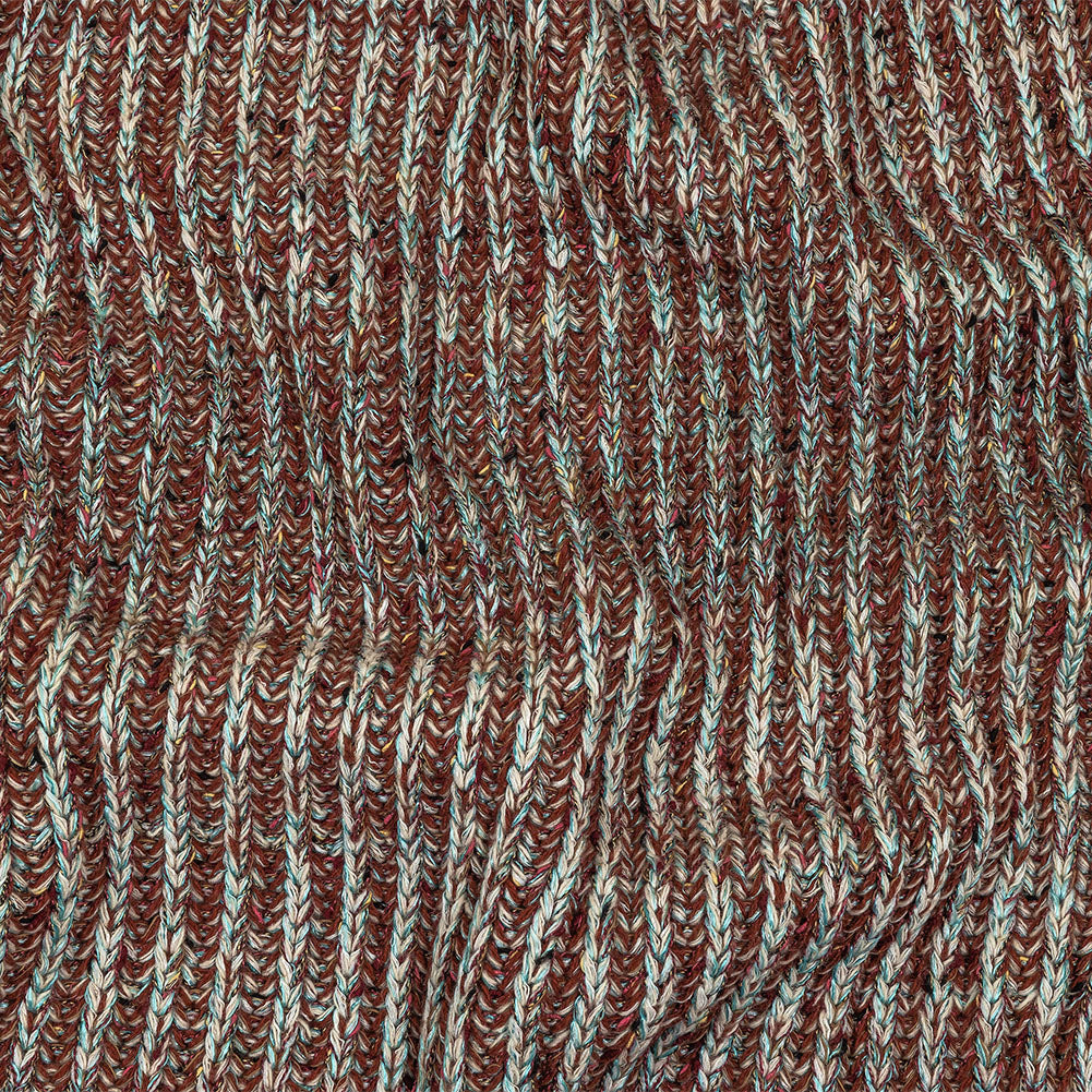 Tanager Turquoise, Rust Orange and Striped Mustard Chunky Sweater Knit - Joann Fabrics