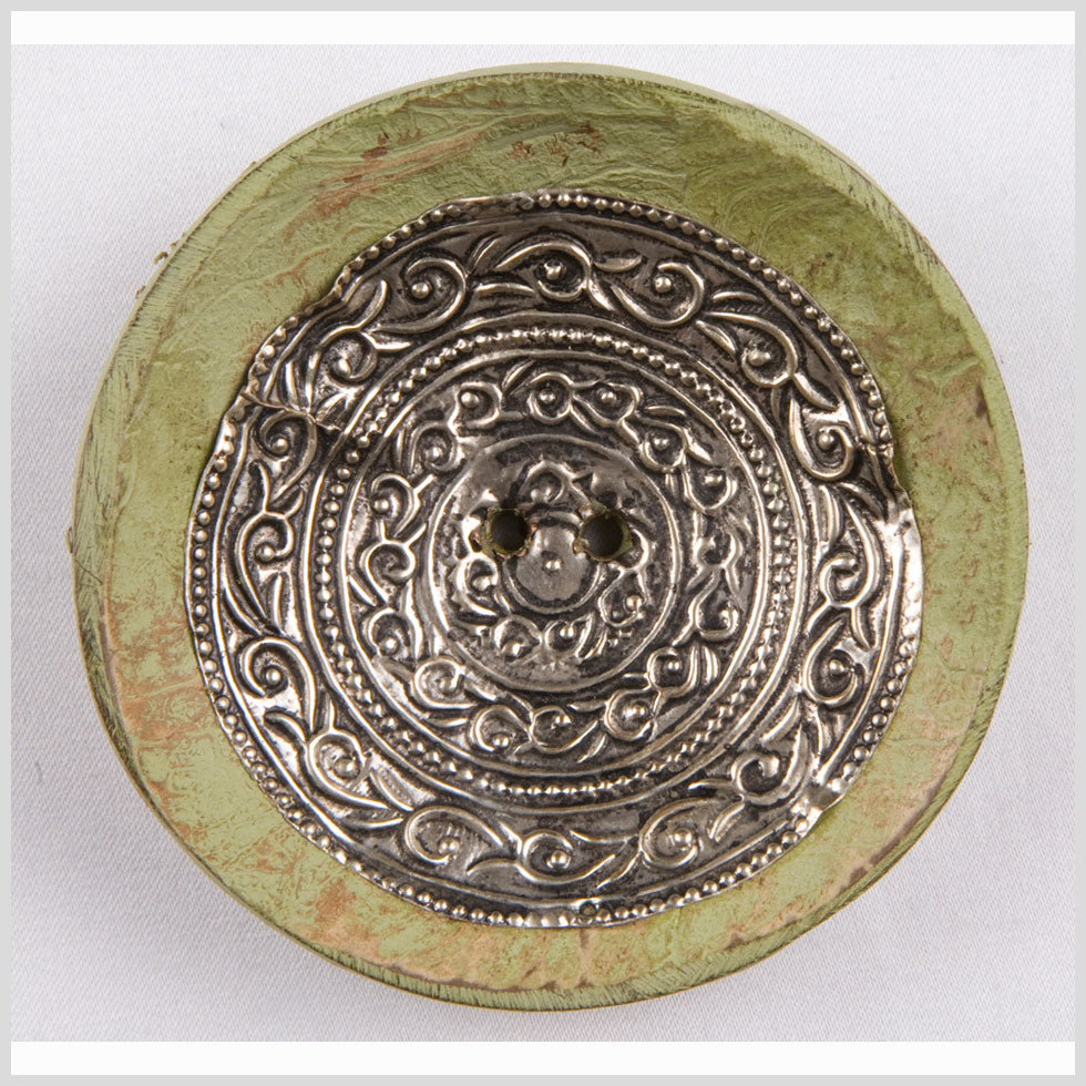 Light Green and Silver Coconut Button - 94L/60mm - Joann Fabrics