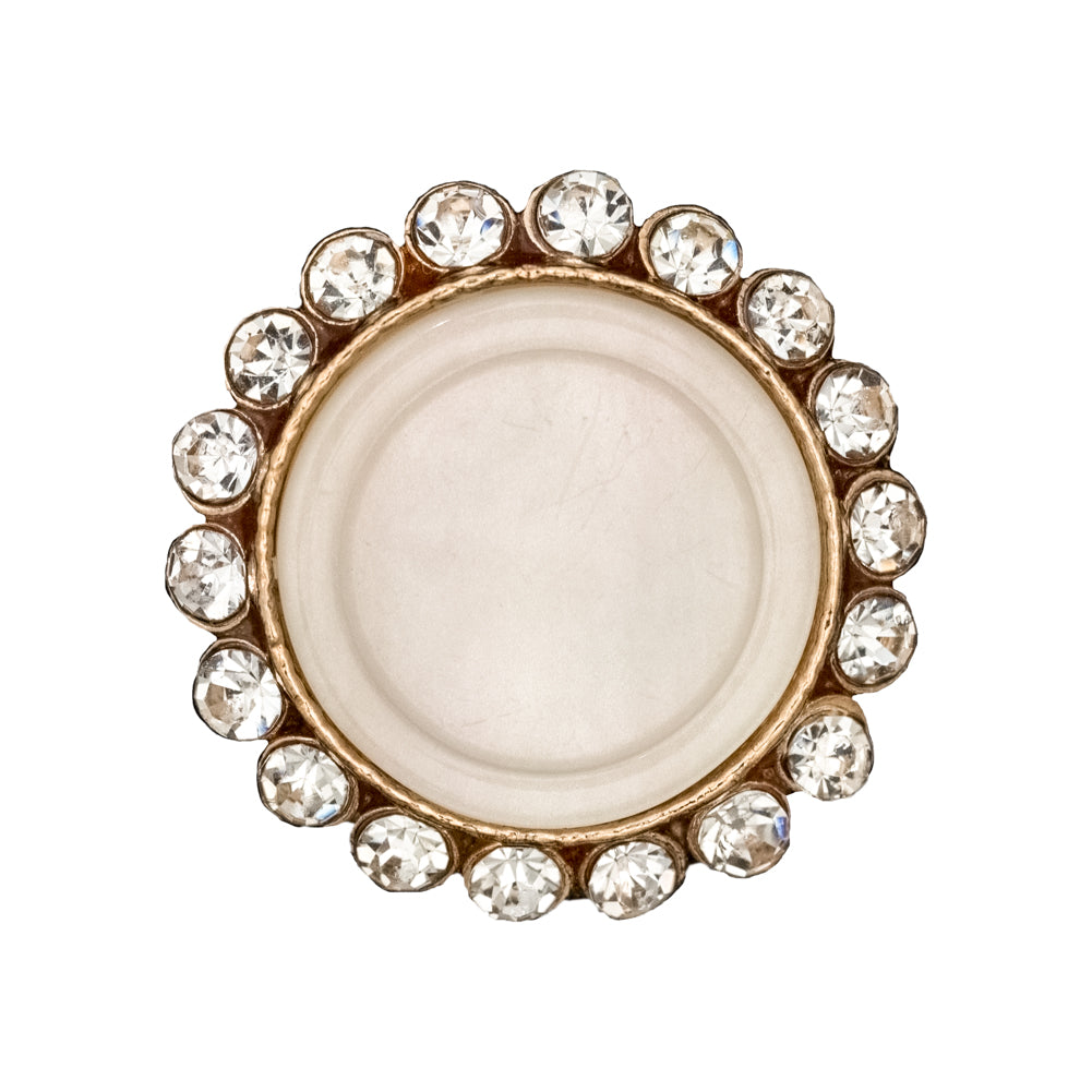 Italian Gold Metal, Crystal Rhinestones and Oatmeal Shell Shank Button - 40L/25.5mm - Joann Fabrics