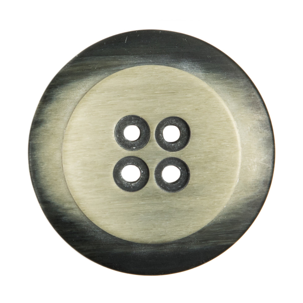Plastic 4-Hole Button Made in Italy - 54L/34mm - Black and Ivory Striations Dish Shaped - Joann Fabrics