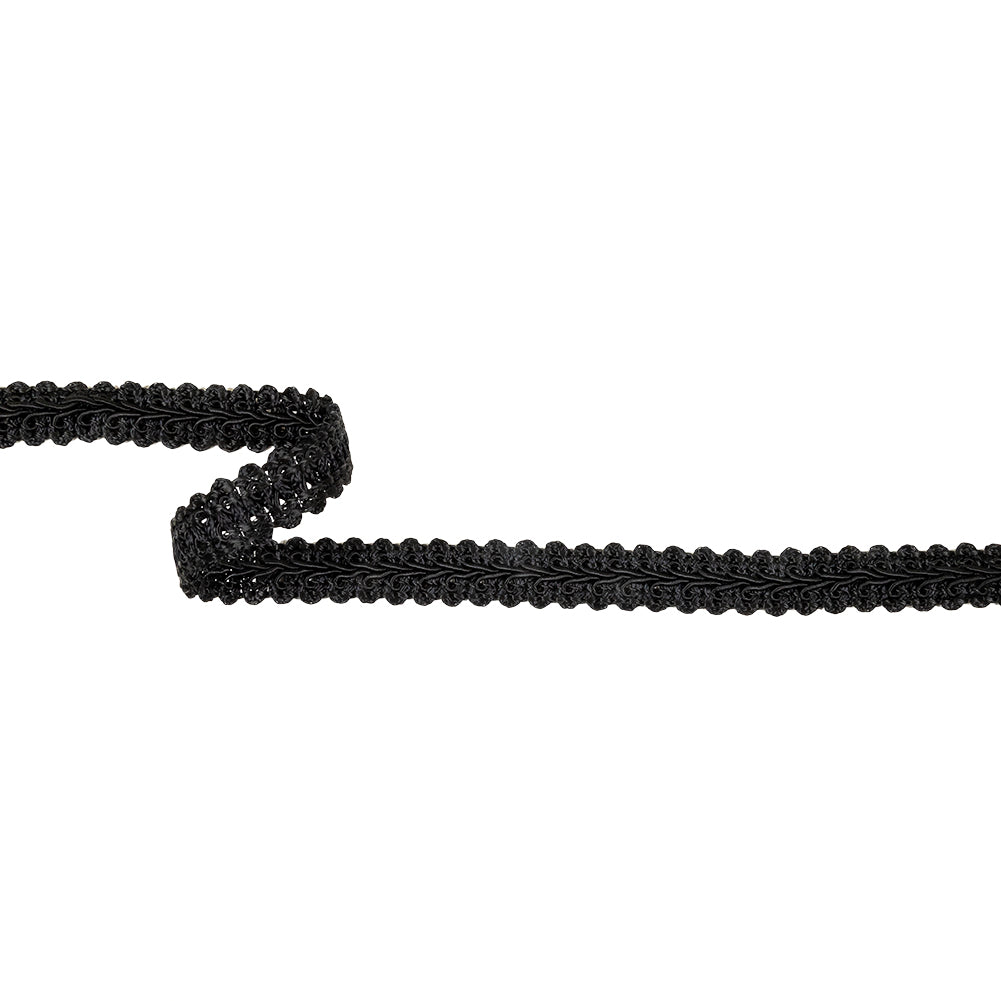 Black Classic Cotton Blend Gimp Braided Trim - 0.625