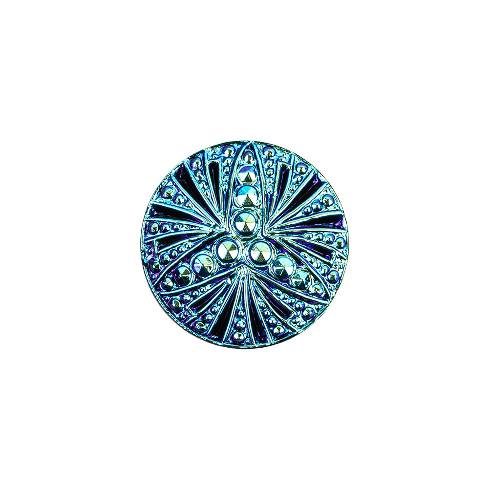 Vintage Blue Iris and Black Classical Shank Back Glass Button - 28L/18mm - Joann Fabrics