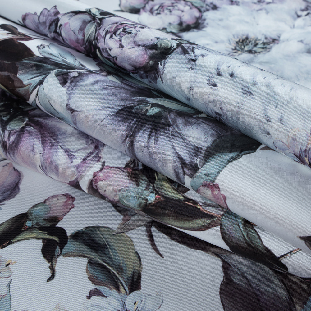 White and Evening Haze Digitally Printed Flowers on a Premium Mikado/Twill - Joann Fabrics