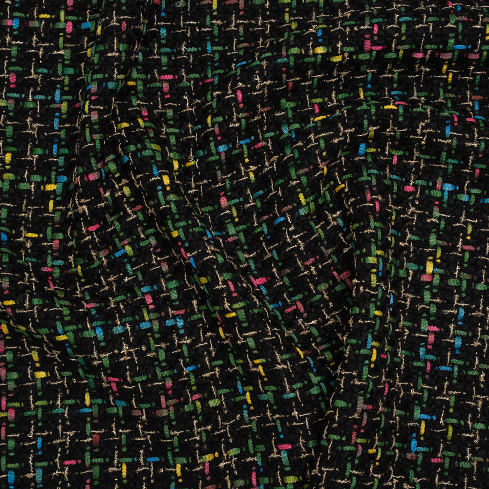 Metallic Acrylic and Wool Tweed - Black, Green and Gold - Deadstock - Joann Fabrics