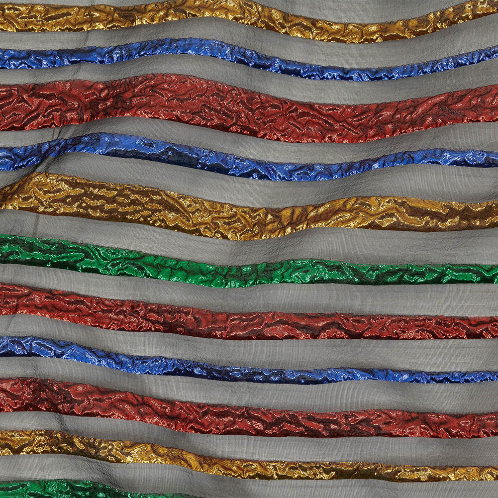 Metallic Primary Colors and Black Fading Lines Luxury Organza Brocade - Joann Fabrics