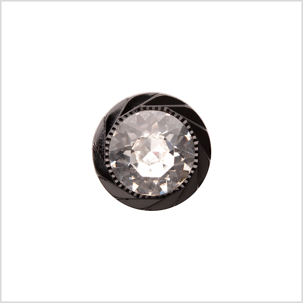 Italian Black Plastic/Rhinestone Shank Back Button - 22L/14mm - Joann Fabrics